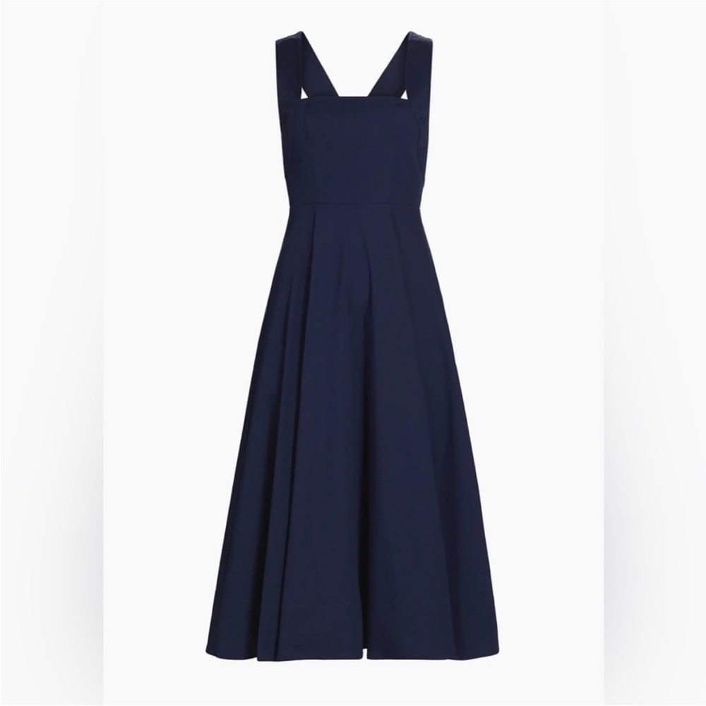 Navy Square-Neck A-Line Maxi Dress